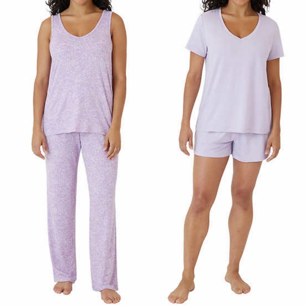 NWT Eddie Bauer Ladies' 4-piece Lightweight Pajama Set Purple Size Small